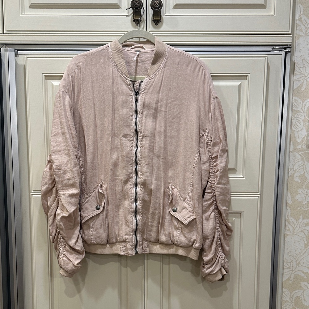 Free People Light Pink Bomber Jacket